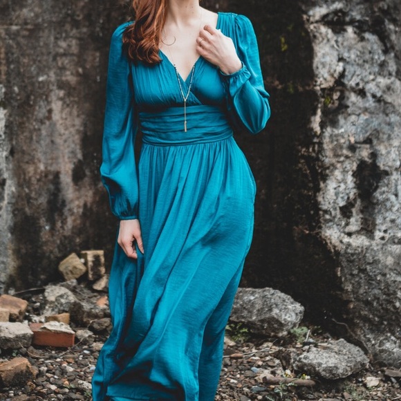 Anthropologie Gwendolyn Teal Maxi Dress NWT Size 14 - Picture 2 of 15